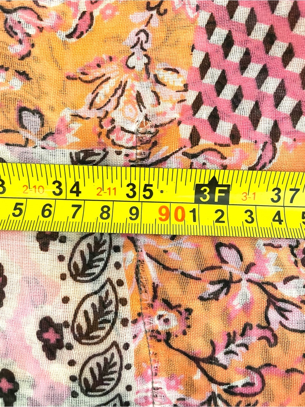 Custom Upcycled Dolly Graphic Tee with Pink & Orange Patchwork Sleeves XL-2XL - Picture 11 of 16